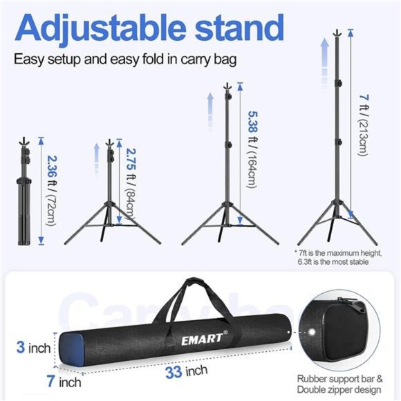 Backdrop Stand 10x7ft(WxH) Photo Studio Adjustable Background Stand Support Kit - Picture 3 of 7